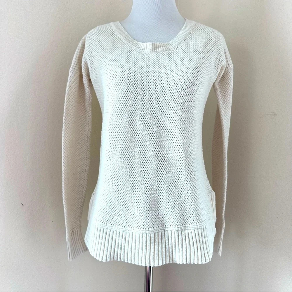 Madewell Cream Cotton Wafle Knit Long Sleeve Shirt Size XXS 🔥